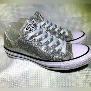 Silver glitter unisex converse women’s size 8 mens 6 like new condition